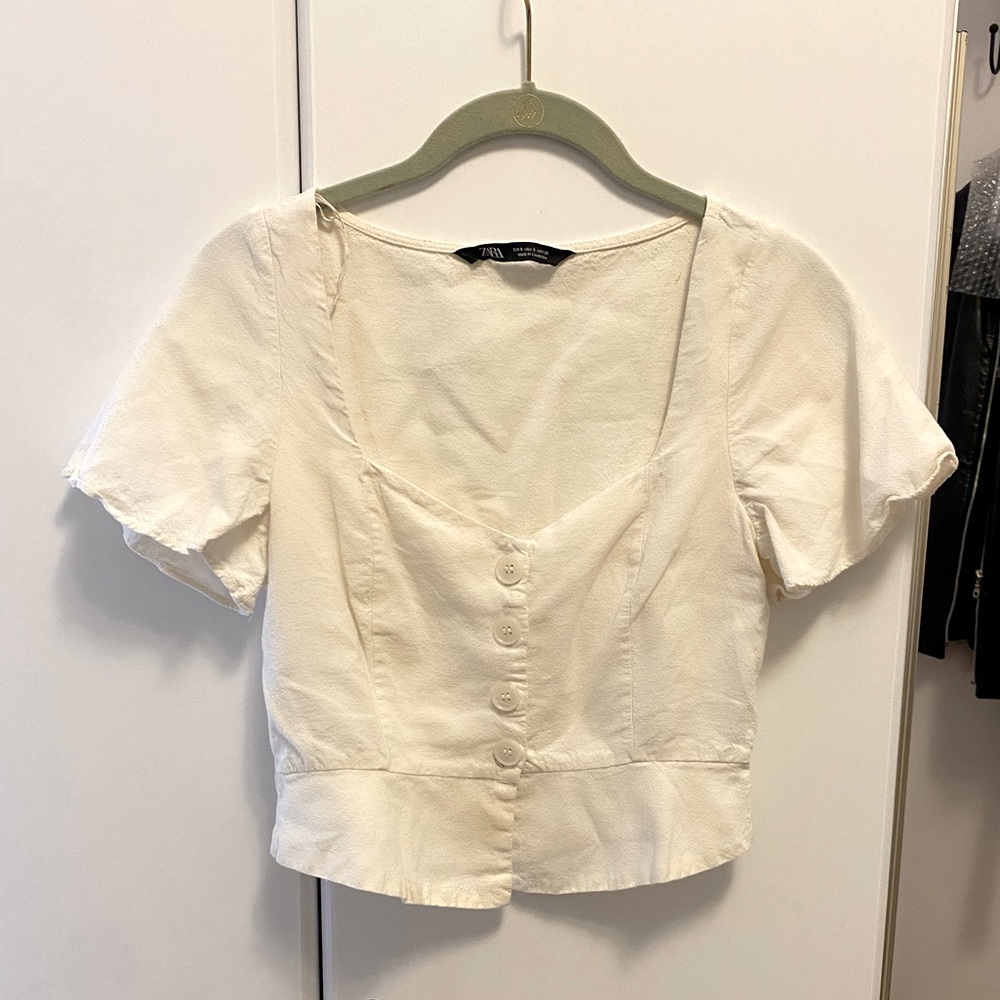 White summer top with buttons